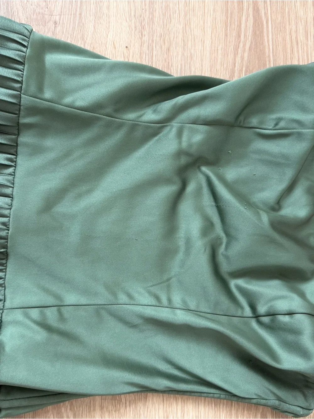 Abercrombie & Fitch Strapless Green Pleated Silk Maxi